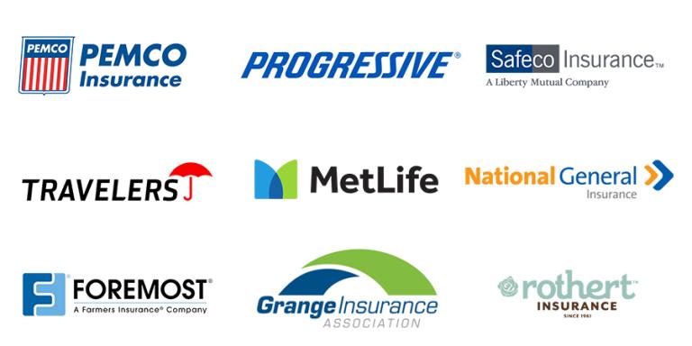 A grid of logos of insurance companies we work with