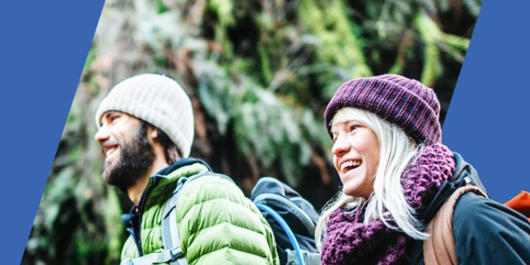 Man and woman hiking