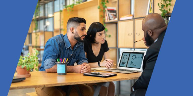 Couple recieving financial advice.