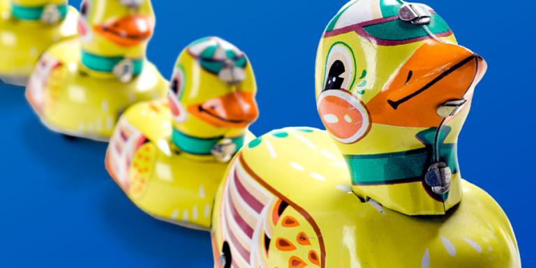 Toy ducks in a row