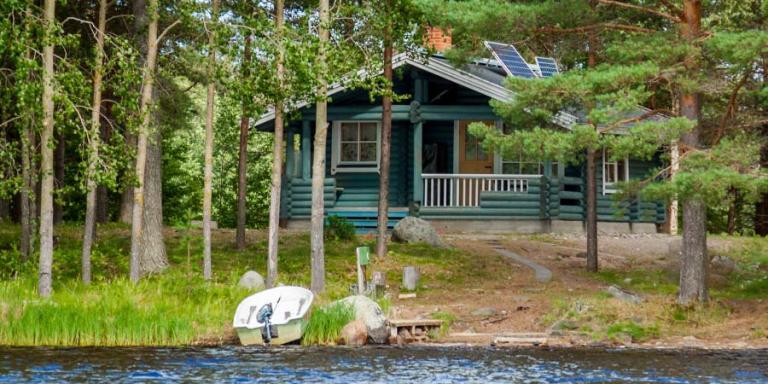 Home on the lake in the woods.