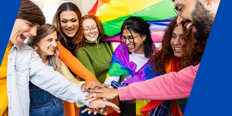 Group of LGBTQ+ gathering together to celebrate Pride Month.