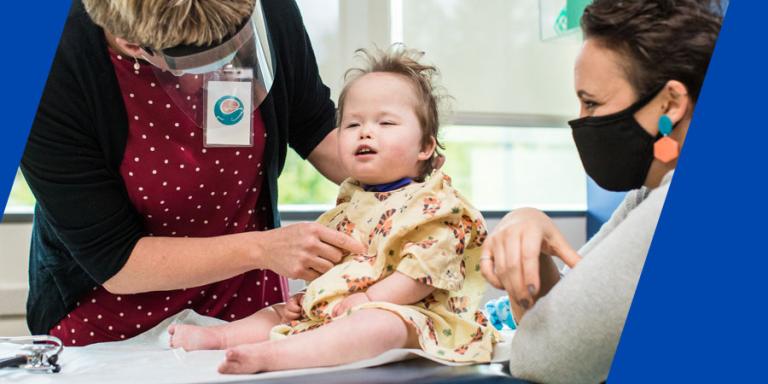 Malachi getting a checkup from his doctor at Seattle Children's Hospital.
