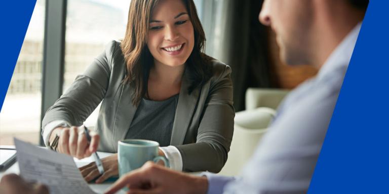 Financial Advisor and client going over a financial plan.