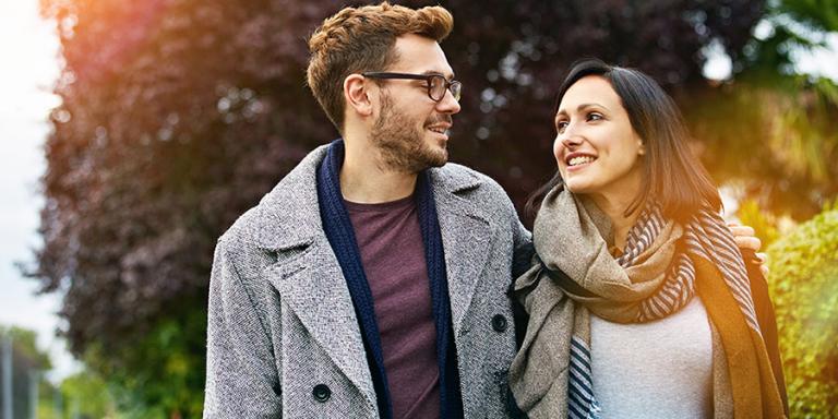 Couple looking at each other knowing they can talk about finances