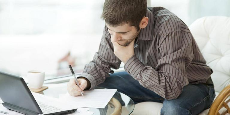 Man reviewing loan application